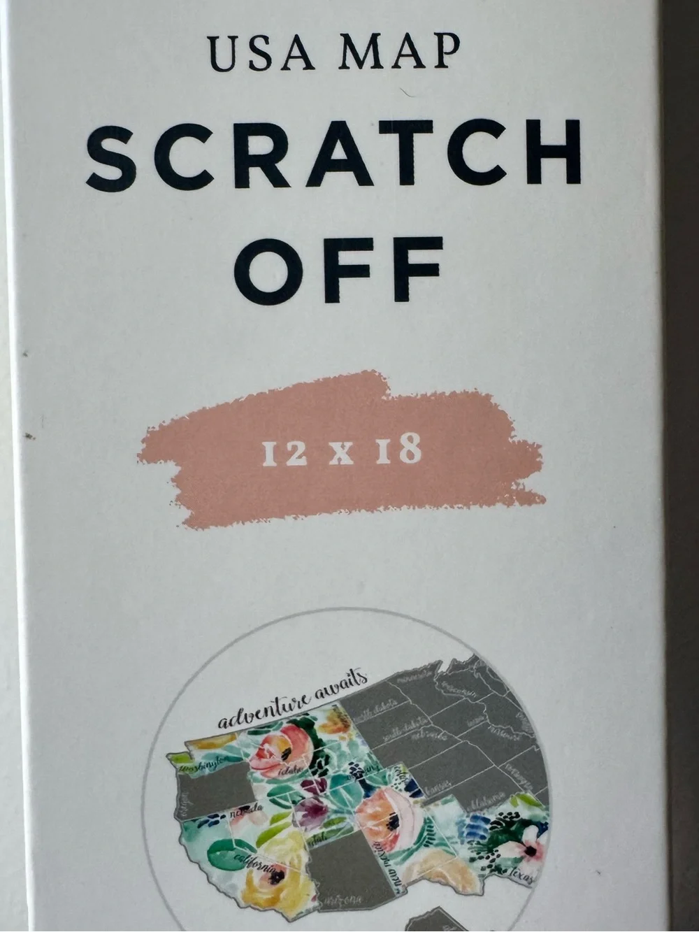 Waypoint Wanders Floral US Scratch Off Map Rose Less Traveled 12x18 New in Box